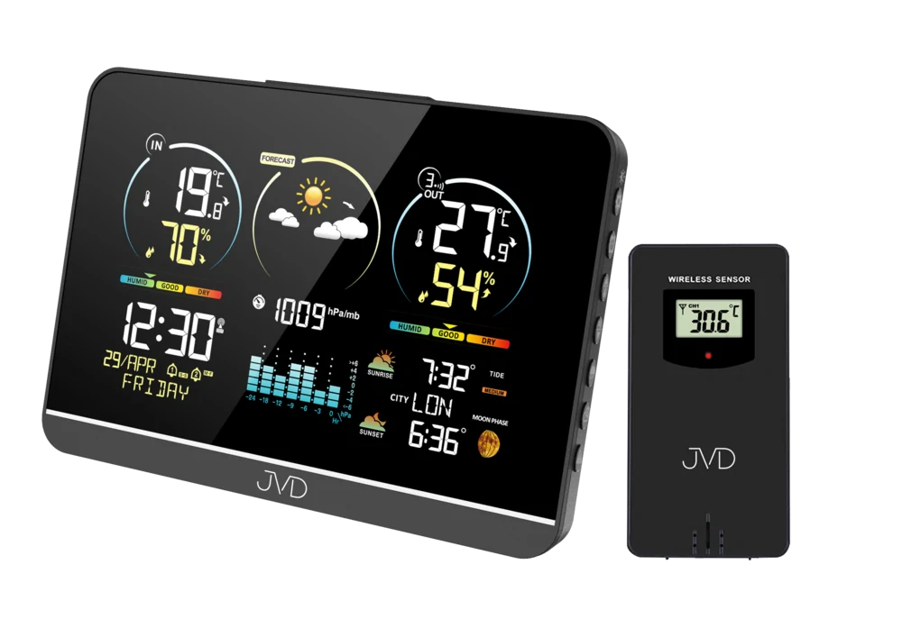 JVD Digitální rádiem řízená meteorologická stanice JVD RB3408