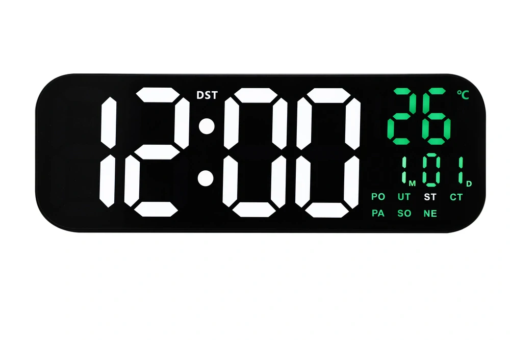 JVD Digitální černé nástěnné hodiny s LED bílými číslicemi JVD DH9016.3