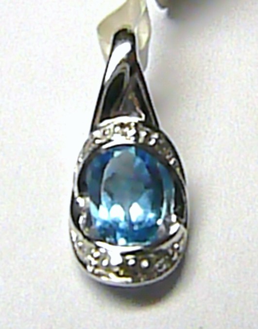 Klenoty Budín Luxusní diamantový přívěs s diamanty (6 ks) a velkým modrým topazem (blue topaz)