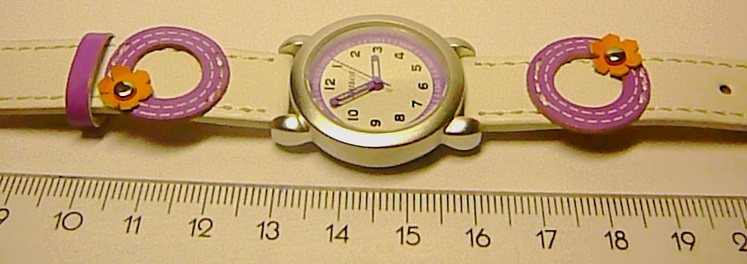 Foibos Dívčí dětské bílo fialové hodinky Foibos 2773 s motivem kytiček 