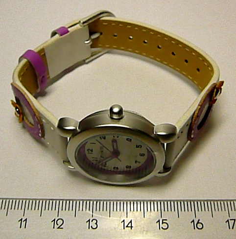 Foibos Dívčí dětské bílo fialové hodinky Foibos 2773 s motivem kytiček 