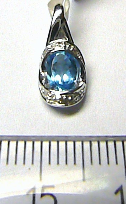 Klenoty Budín Luxusní diamantový přívěs s diamanty (6 ks) a velkým modrým topazem (blue topaz)