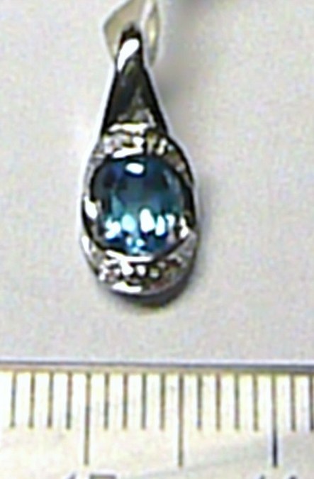Klenoty Budín Luxusní diamantový přívěs s diamanty (6 ks) a velkým modrým topazem (blue topaz)