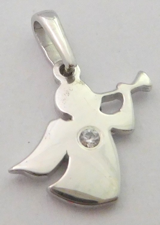 Klenoty Budín Zlatý gravírovaný andělíček z bílého zlata se zirkonem 585/0,77gr 346040806