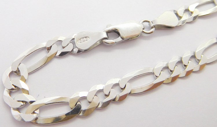 Klenoty Budín Pánský mohutný stříbrný rhodiovaný řetěz (řetízek) 60cm FIGARO šíře 5mm 925/1000 14,98gr 030237900051