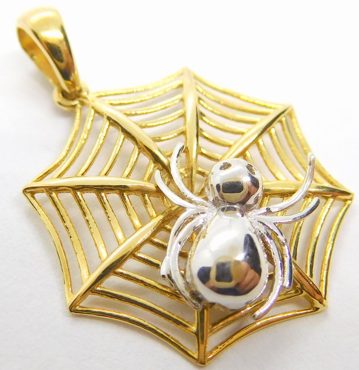 Klenoty Budín Velký přívěsek z bílého a žlutého zlata pavouček 585/1,68gr HK3081