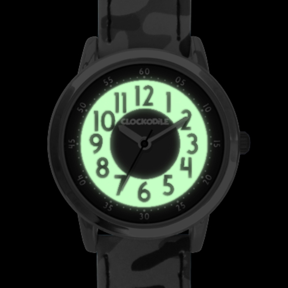 CLOCKODILE Svítící zelené chlapecké dětské hodinky CLOCKODILE ARMY s maskáčovým vzorem CWB0031