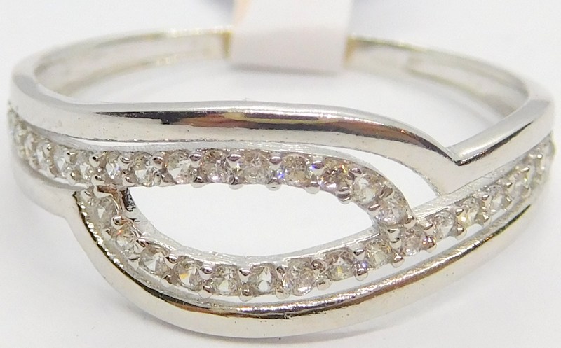 Klenoty Budín Dámský zlatý prsten z bílého zlata se zirkony 585/1,52gr vel. 54 H704