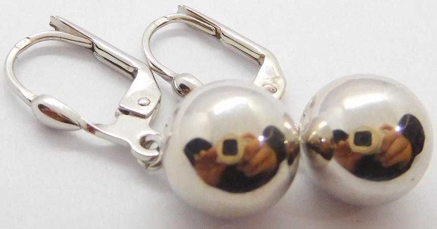 Klenoty Budín Mohutné dámské visací zlaté náušnice z bílého zlata - koule 585/3,00gr HK2090