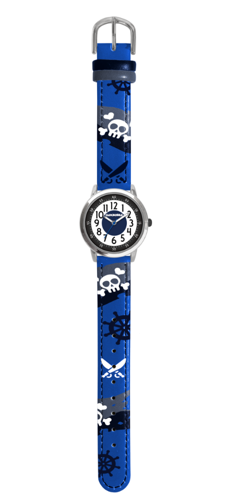 CLOCKODILE Svítící dětské modré chlapecké hodinky PIRÁTI CWB0060