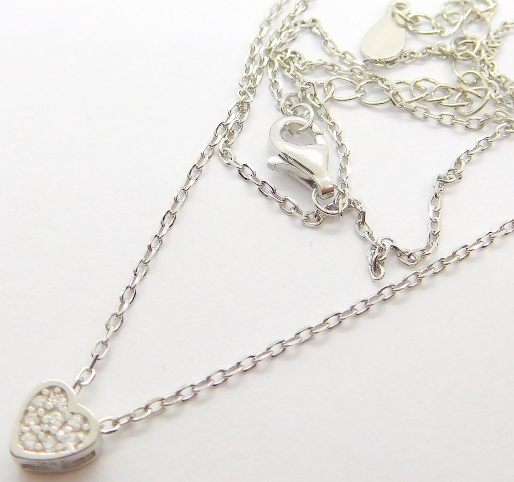 Klenoty Budín Dámský stříbrný náhrdelník se zirkony srdce 925/1000 40+5cm 030919800005