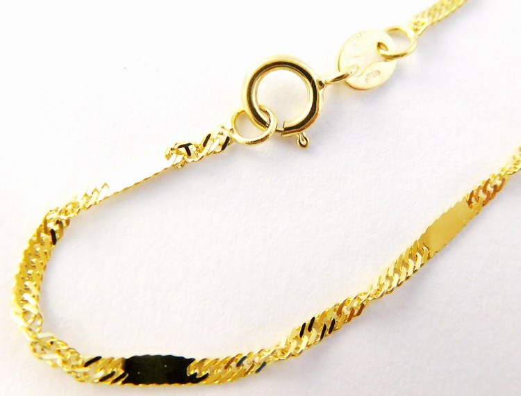 Klenoty Budín Zlatý pevný silný náramek twist s destičkami 585/0,77gr 18cm HK7144