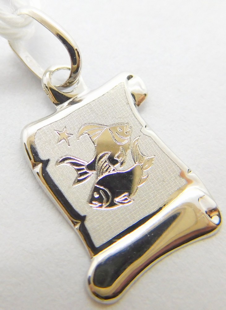 Klenoty Budín Zlatý přívěsek znamení RYBY v bílém zlatě na pergamenu 585/0,34gr GUPWN-43131