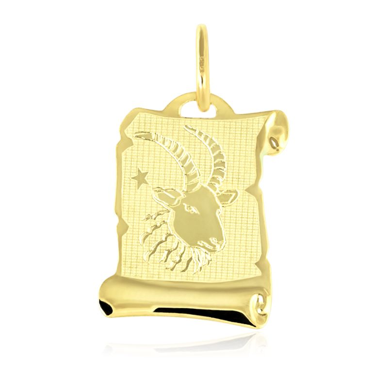 GEMMAX Zlatý přívěsek na pergamenu s gravírováním - znamení KOZOROH 585/0,50gr  GUPYN-58091 