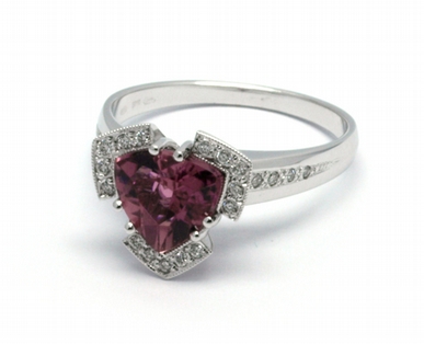 Luxusní diamantový prsten s červeným turmalínem 585/4,32 gr J-21615-12 POŠTOVNÉ ZDARMA!