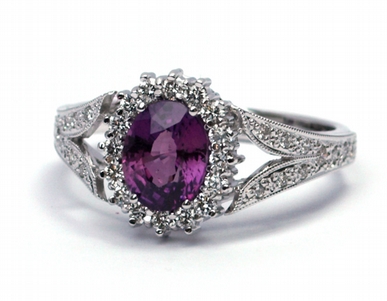 Luxusní zásnubní prsten s červenofialovým safírem 585/3,86 gr J-20921-12 POŠTOVNÉ ZDARMA!