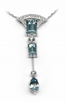 Šperkový diamantový náhrdelník s brazilským akvamarínem 585/3,60 gr J-22053-13 POŠTOVNÉ ZDARMA!