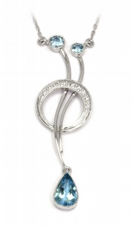 Zlatý diamantový náhrdelník s diamanty a akvamarínem 585/5,06 gr J-20407-11 POŠTOVNÉ ZDARMA!