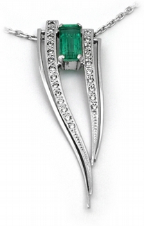 Zlatý náhrdelník s diamanty a kolumbijským smaragdem 585/5,56 gr J-20221-11 POŠTOVNÉ ZDARMA!