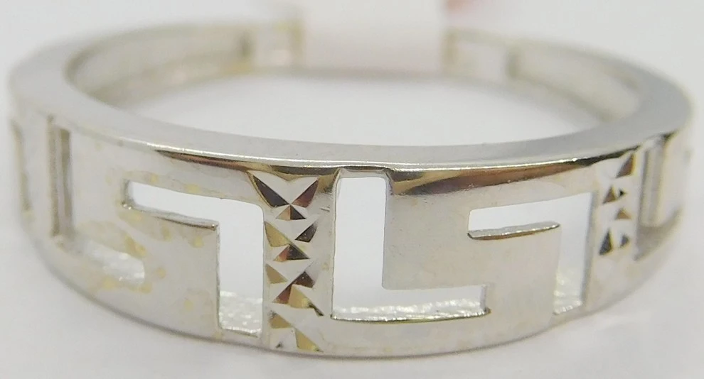 Klenoty Budín Dámský prsten z bílého zlata s gravírováním - řecký typ 585/1,69gr vel. 54 HK1149