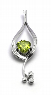 Diamantový zlatý přívěsek s přírodním olivínem 585/2,68 gr J-21351-12 POŠTOVNÉ ZDARMA!