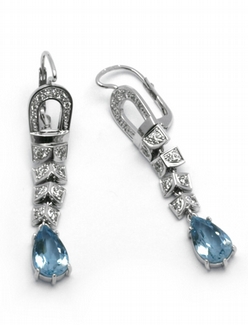 Luxusní diamantové náušnice z brazilskými akvamaríny 585/5,80 gr J-22536-13 POŠTOVNÉ ZDARMA!