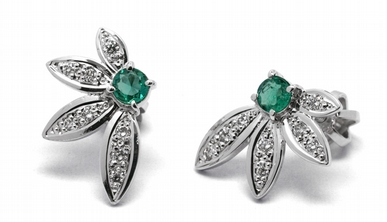 Zlaté náušnice s kolumbijskými smaragdy a diamanty 585/2,09 gr J-22557-13 POŠTOVNÉ ZDARMA!