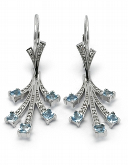 Zlaté náušnice s brazilskými akvamaríny a diamanty 585/7,03 gr J-22189-13 POŠTOVNÉ ZDARMA!