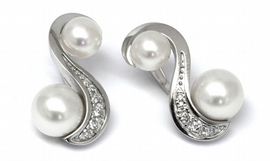 Diamantové náušnice s přírodními sladkovodními perlami 585/3,54 gr J-20899-12 POŠTOVNÉ ZDARMA!