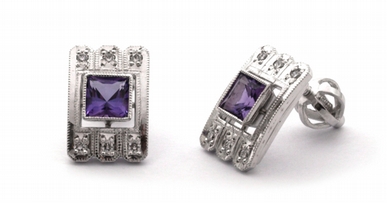 Diamantové náušnice s brazilskými ametysty a diamanty 585/2,88 gr J-18285-12 POŠTOVNÉ ZDARMA!