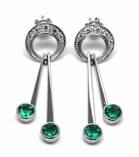 Diamantové náušnice se zelenými vzácnými smaragdy 585/3,44gr J-20508-11 POŠTOVNÉ ZDARMA!