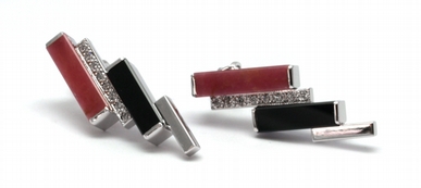 Luxusní náušnice s pleonastem, rodonitem a diamanty 585/3,82 gr J-20518-12 POŠTOVNÉ ZDARMA!