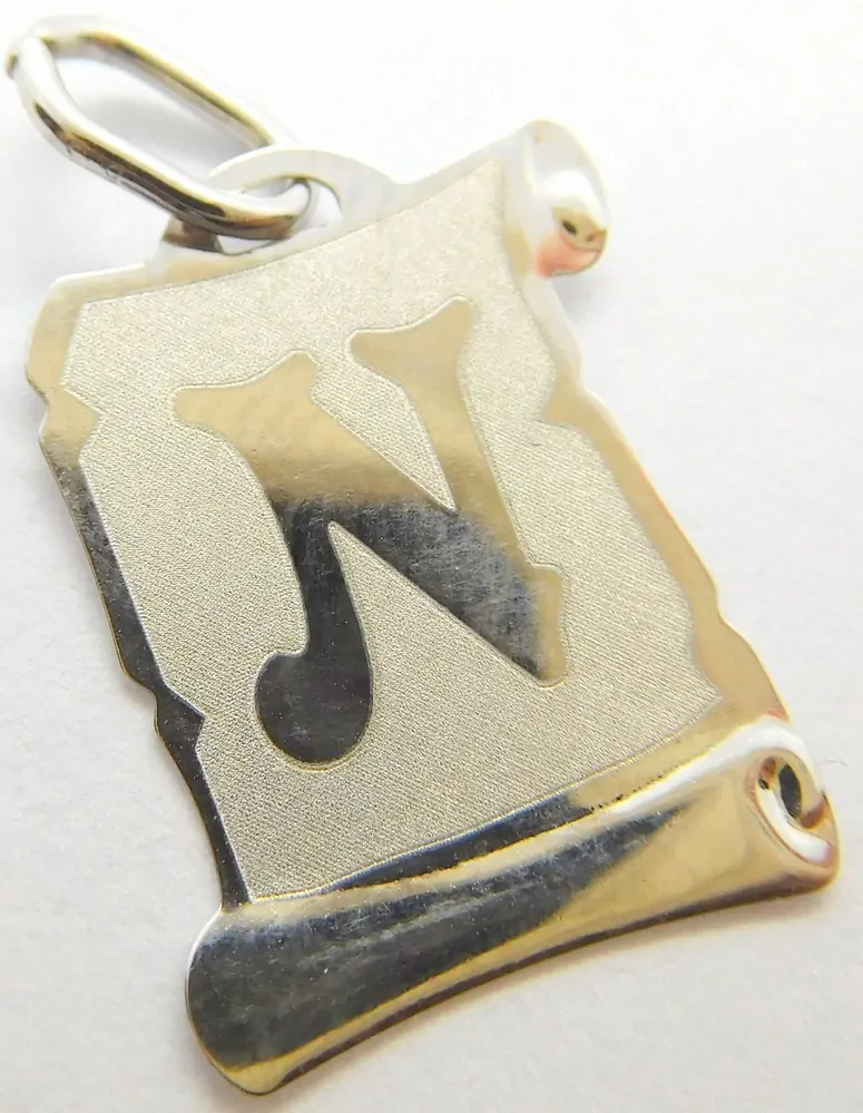 Klenoty Budín Zlatý přívěsek písmenko N v bílém zlatě na pergamenu 585/0,47gr GUPWN-17181