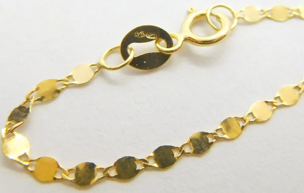 Klenoty Budín Dámský hladký zlatý řetízek ze žlutého zlata ZRCÁTKA 585/1,19gr 42cm HK6248