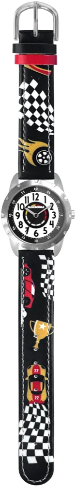 CLOCKODILE Dětské svítící tmavě modré chlapecké hodinky ZÁVODNÍ AUTA CWB0120