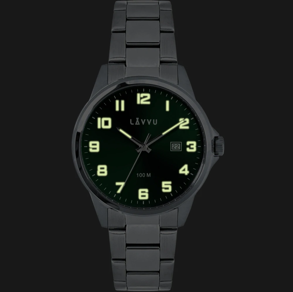 LAVVU Stylové náramkové pánské hodinky HAMRE Green 100M LWM0282