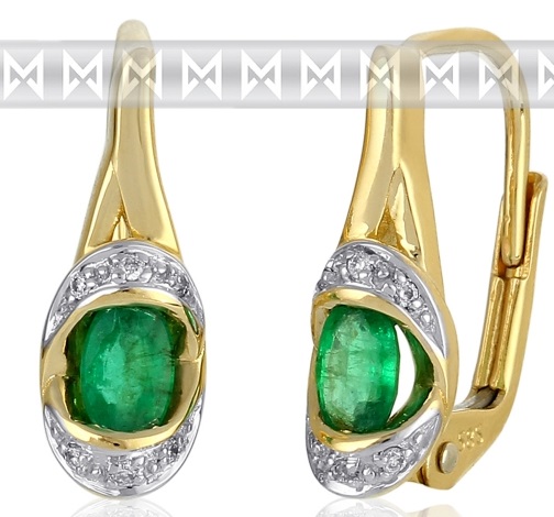 Diamantové zlaté náušnice s přírodnými zelenými pravými smaragdy 3830932 POŠTOVNÉ ZDARMA!