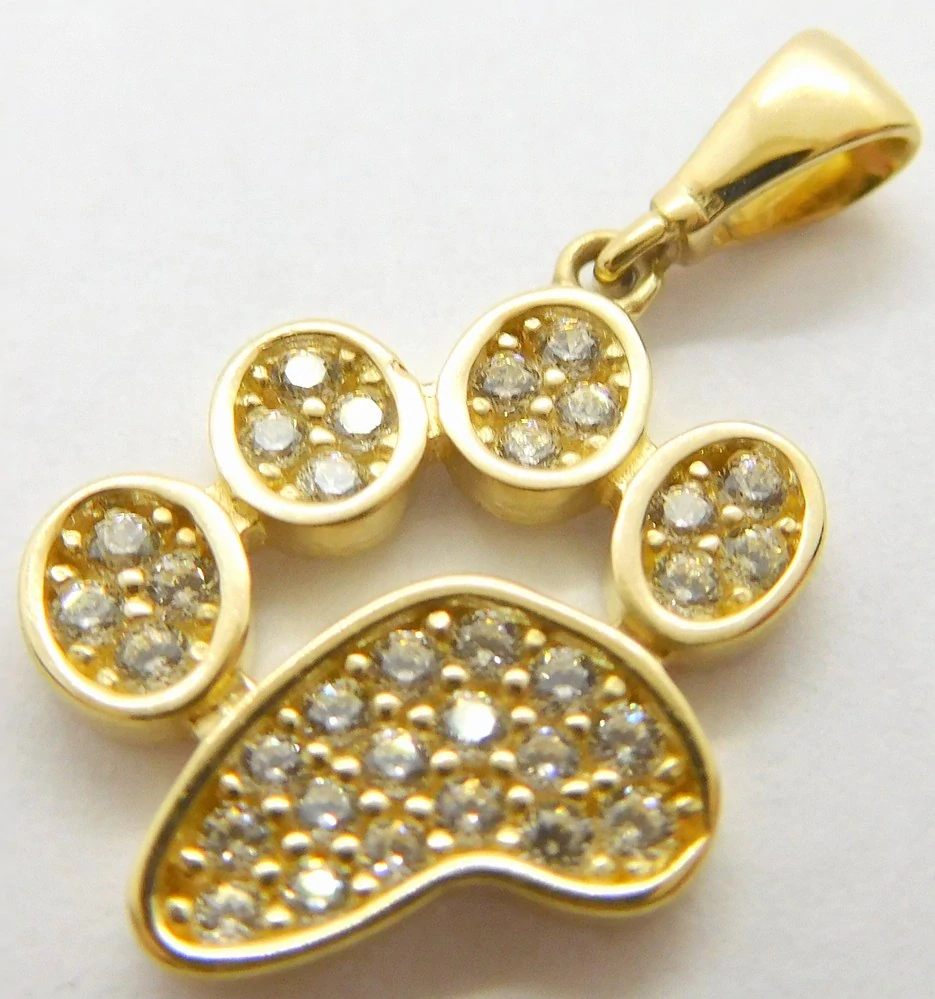 Klenoty Budín Dámský zlatý přívěsek se zirkony TLAPKA se zirkony 585/1,32gr HK3211