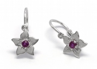 Klenoty Budín Dětské diamantové náušnice s červenými rubíny 585/1,03 gr J-21308-12  POŠTOVNÉ ZDARMA!