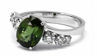 Luxusní diamantový zásnubní prsten s diamanty a turmalínem 585/3,52gr J-20567-11 POŠTOVNÉ ZDARMA!