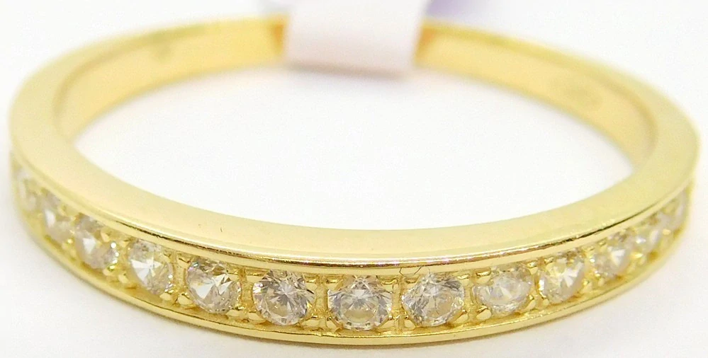 Klenoty Budín Mohutný dámský zlatý prsten se zirkony 585/2,50gr vel. 62 HK1195