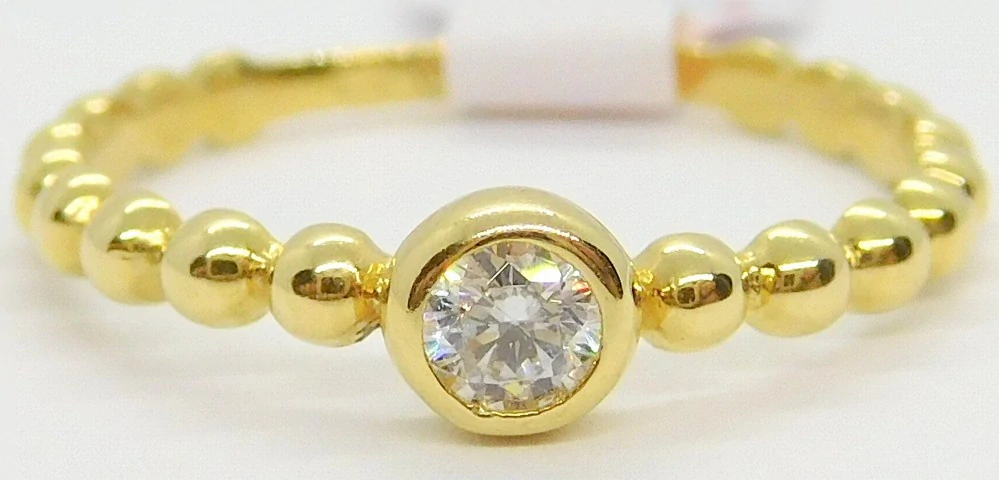 Klenoty Budín Zásnubní dámský zlatý prsten s čirým zirkonem 585/1,20gr vel. 51 HK1183