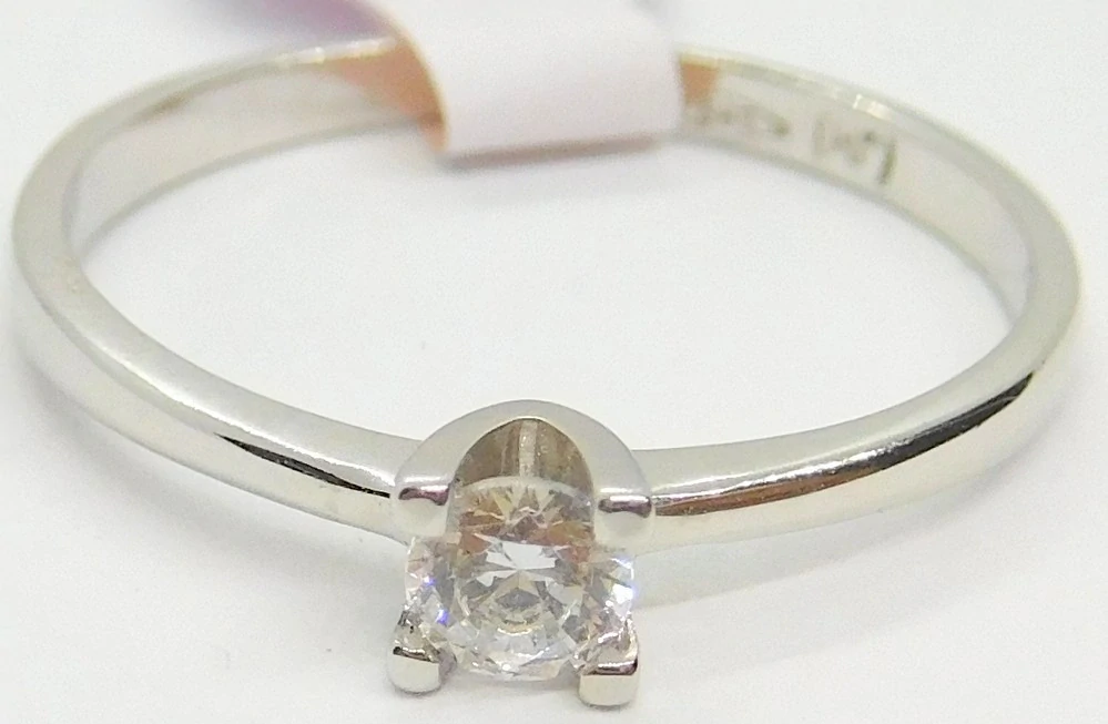 Klenoty Budín Dámský zlatý prsten ze bílého zlata se zirkonem 585/1,54gr vel. 56 HK1224