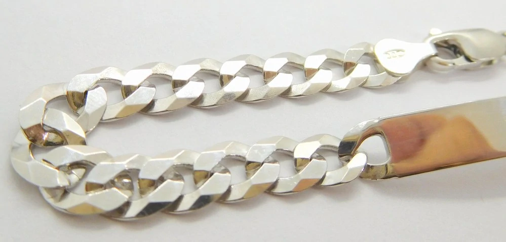 Klenoty Budín Mohutný pánský stříbrný náramek s destičkou ke gravírování 22cm 925/1000 9,07gr 030561600021