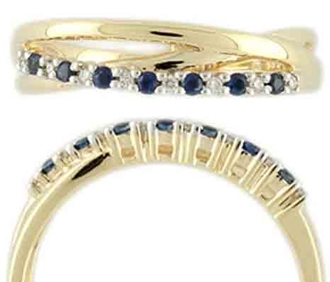 Zlatý prsten posetý brilianty - diamanty a modrými safíry vel. libovolná 3810488