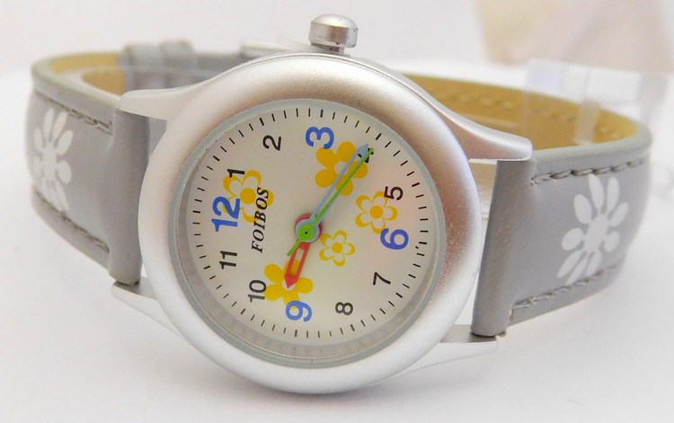 Foibos Šedivé dětské hodinky Foibos CK1567.6 s barevnými motivy