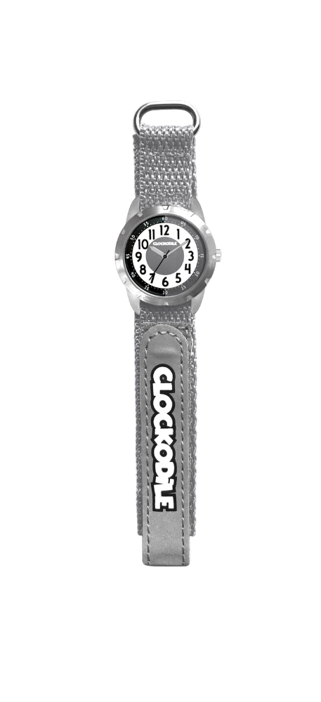 Šedé reflexní dětské hodinky na suchý zip CLOCKODILE REFLEX CWX0022