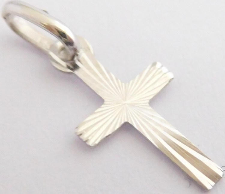 Klenoty Budín Gravírovaný zlatý křížek z bílého zlata - přívěsek 585/0,25gr H503