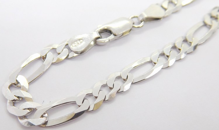 Klenoty Budín Pánský mohutný stříbrný rhodiovaný řetěz (řetízek) 60cm FIGARO šíře 5mm 925/1000 14,98gr 030237900051