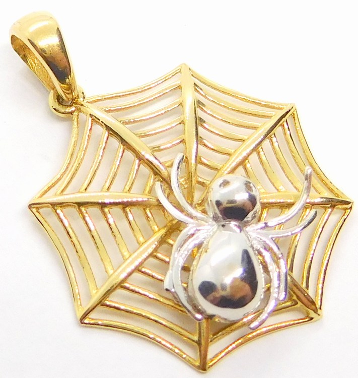 Klenoty Budín Velký přívěsek z bílého a žlutého zlata pavouček 585/1,68gr HK3081